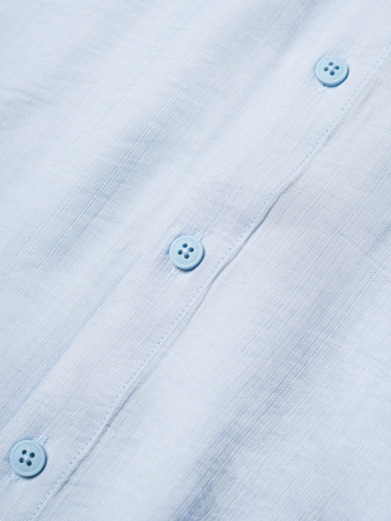 Áo Sơ Mi Linen Xước Ngắn Tay Form Regular SM203 Xanh Biển