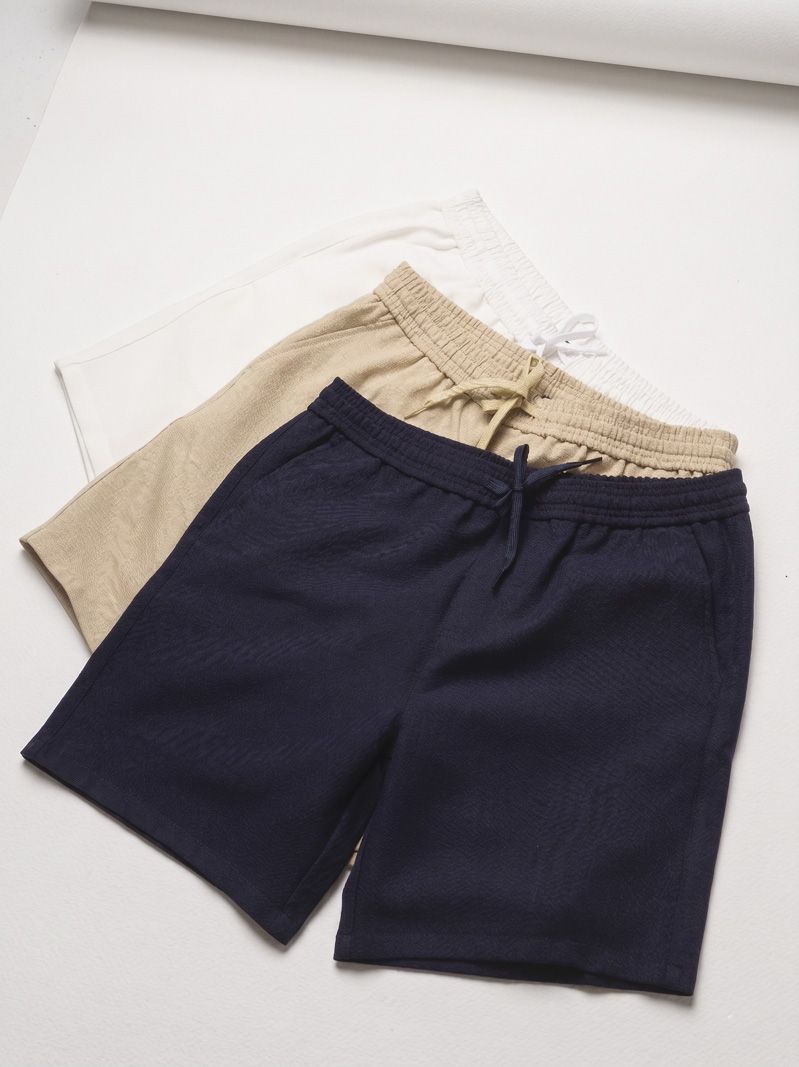 Quần Short Linen Trơn Form Straight QS085 Màu Be