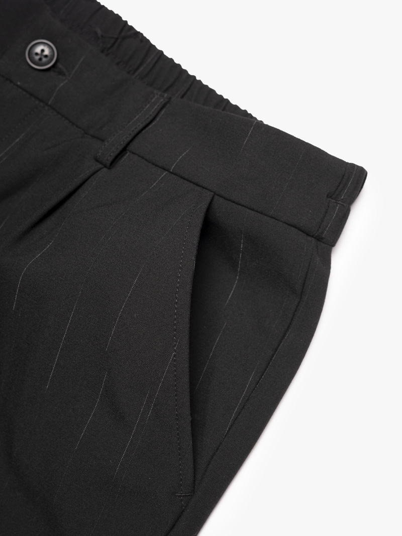 Quần Tây Sọc Vải Rayon Lưng Thun Form Regular QT072 Màu Sọc Đen