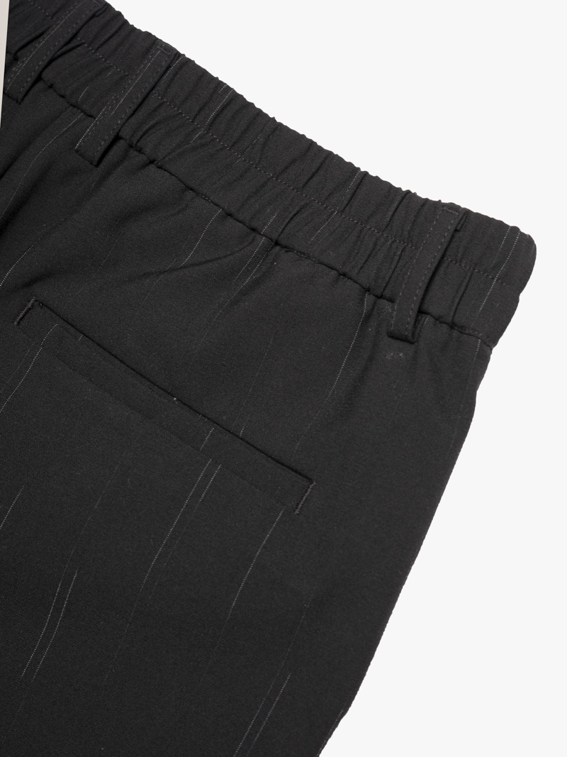 Quần Tây Sọc Vải Rayon Lưng Thun Form Regular QT072 Màu Sọc Đen