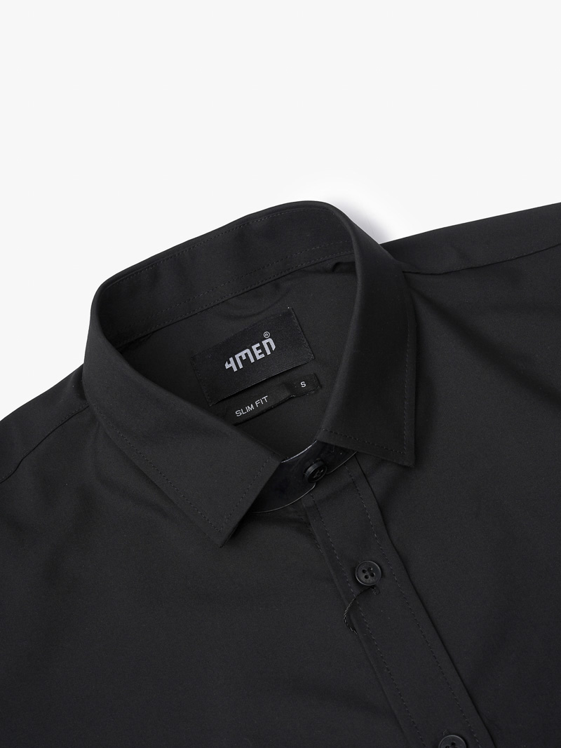 Áo Sơ Mi Trơn Form Slimfit SM205 Màu Đen