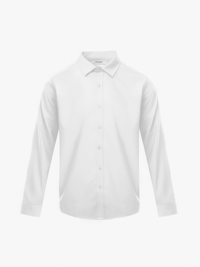 Áo Sơ Mi Trơn Form Slimfit SM205 Màu Trắng
