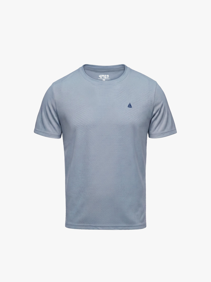 Áo Thun Rayon In Chiếc Thuyền Form Slimfit AT190 Màu Xanh Đá