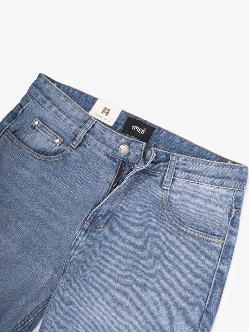 Quần Jean Phối Dây Sọc 2 Bên Sườn Form Straight Xanh QJ130 Màu Xanh