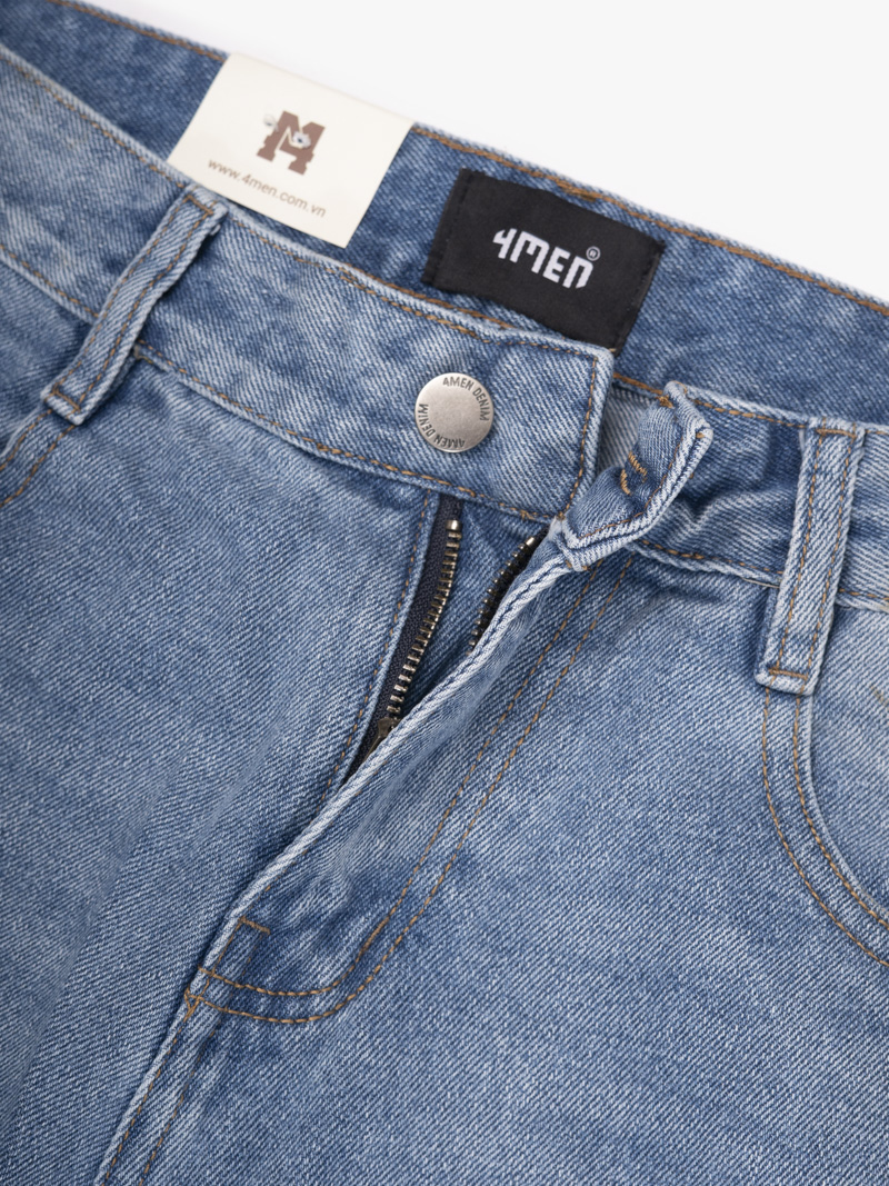 Quần Jean Phối Dây Sọc 2 Bên Sườn Form Straight Xanh QJ130 Màu Xanh