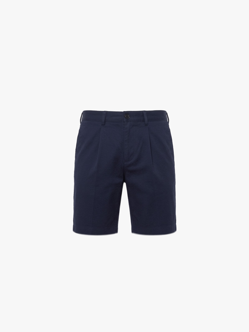 Quần Short Linen Thêu Cánh Buồm Form Straight QS087 Màu Xanh Đen