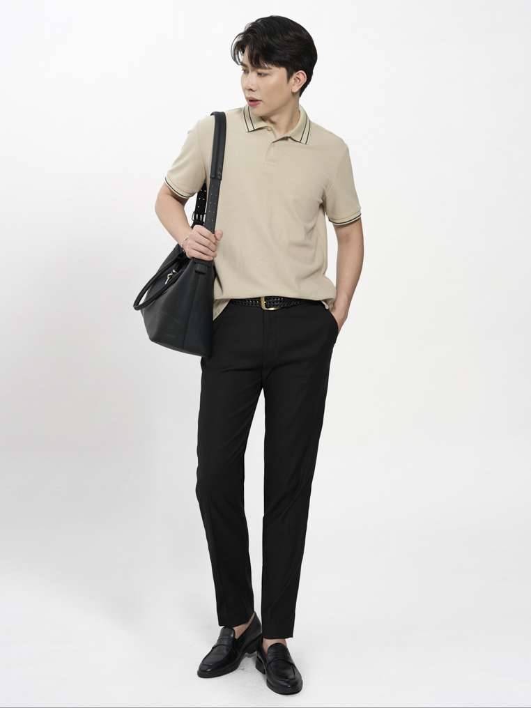 Áo Polo Mắt Chim Bo Kiểu Form Regular PO188 Màu Be