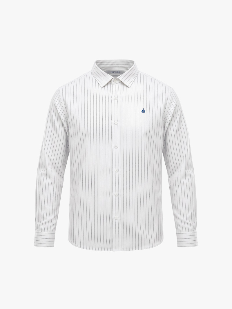 Áo Sơ Mi Oxford Sọc Cổ Button - Down Form Regular SM207 Sọc Trắng