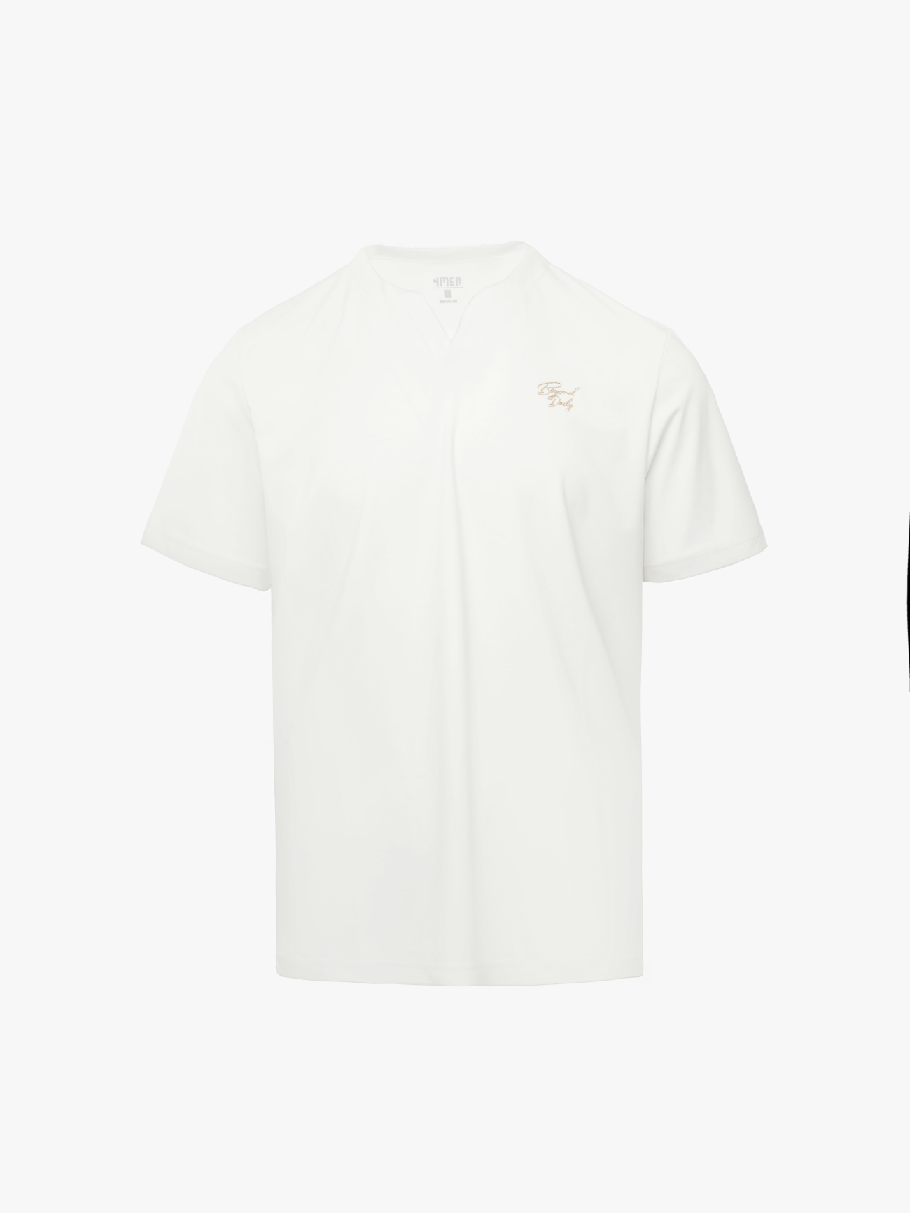 Áo Thun Rayon Cổ V Thêu Chữ Beyond Daily Form Regular AT195 Màu Trắng