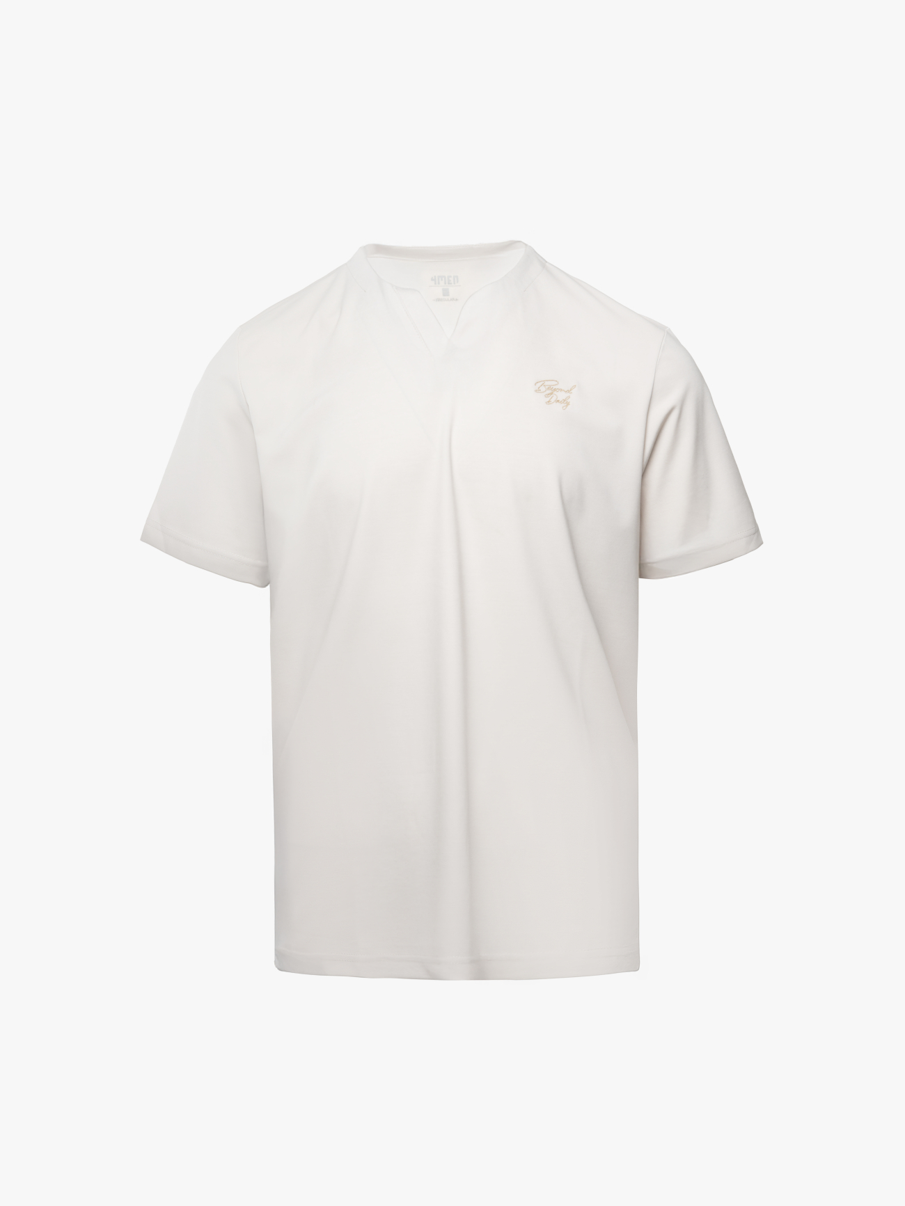 Áo Thun Rayon Cổ V Thêu Chữ Beyond Daily Form Regular AT195 Màu Be