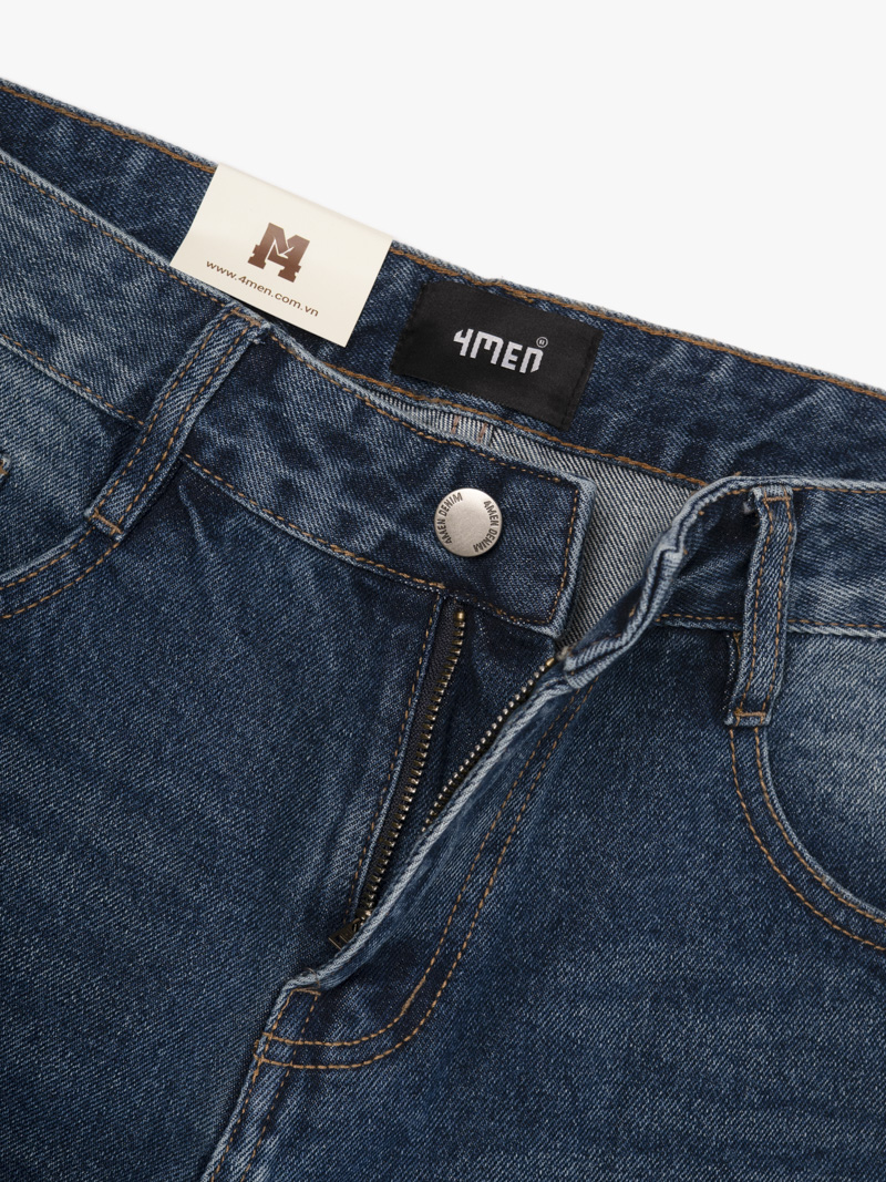 Quần Jean Phối Dây Sọc 2 Bên Sườn Form Straight Xanh QJ131 Màu Xanh