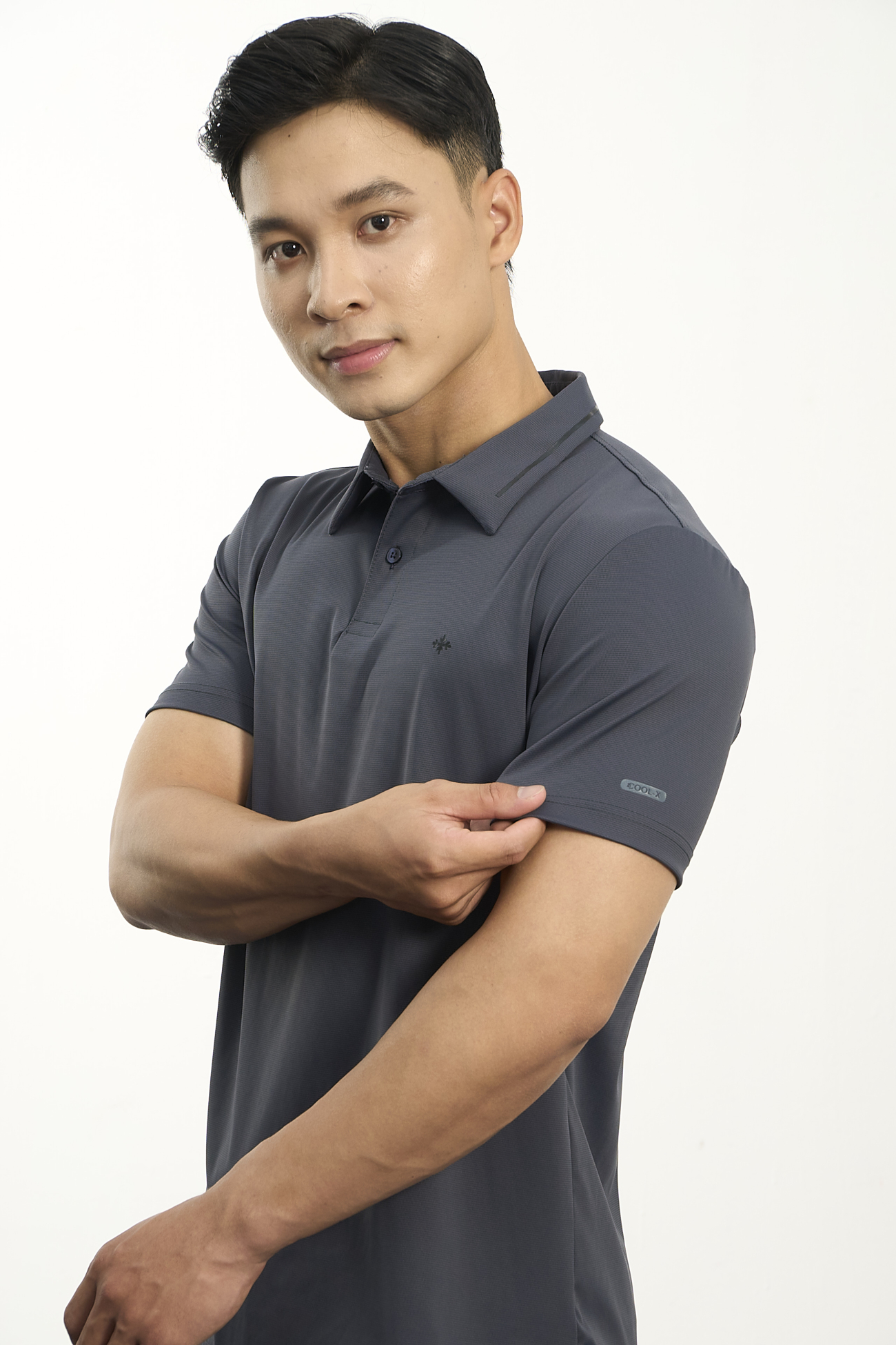 Áo Polo Cool-X In Viền Bo Cổ Form Slimfit PO186 Xanh Đen
