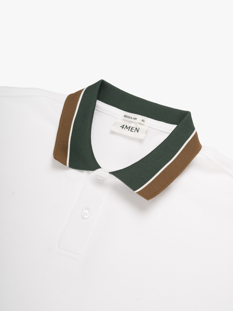 Áo Polo Phối Bo Signature Stripe Form Regular PO194 Màu Trắng