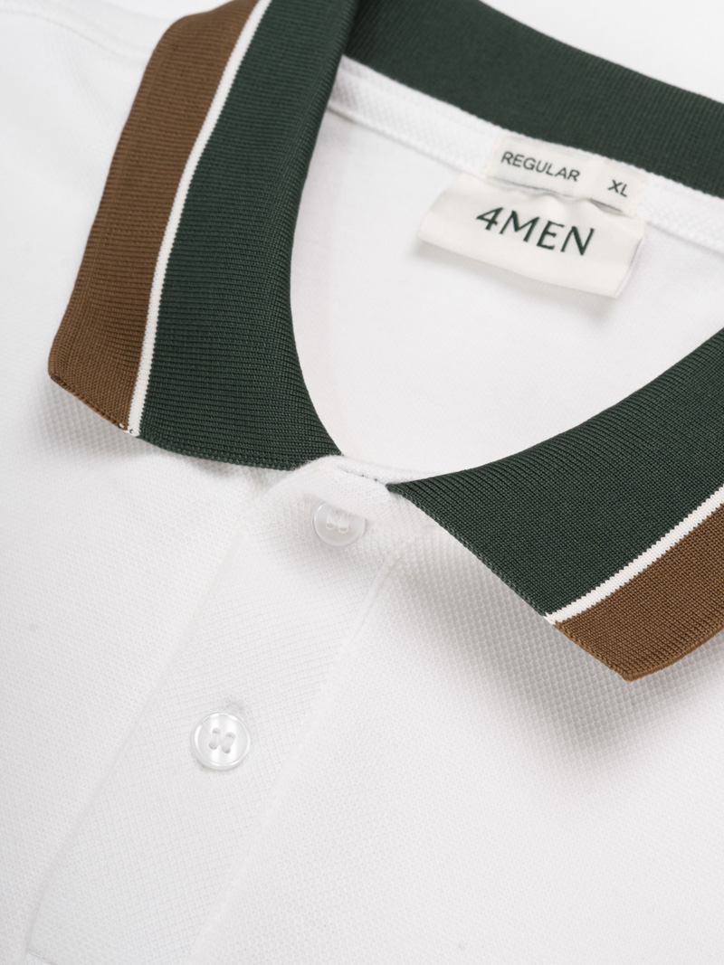 Áo Polo Phối Bo Signature Stripe Form Regular PO194 Màu Trắng
