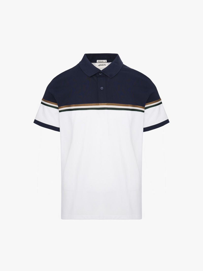 Áo Polo Signature Stripe Phối Màu Form Regular PO192 Màu Trắng