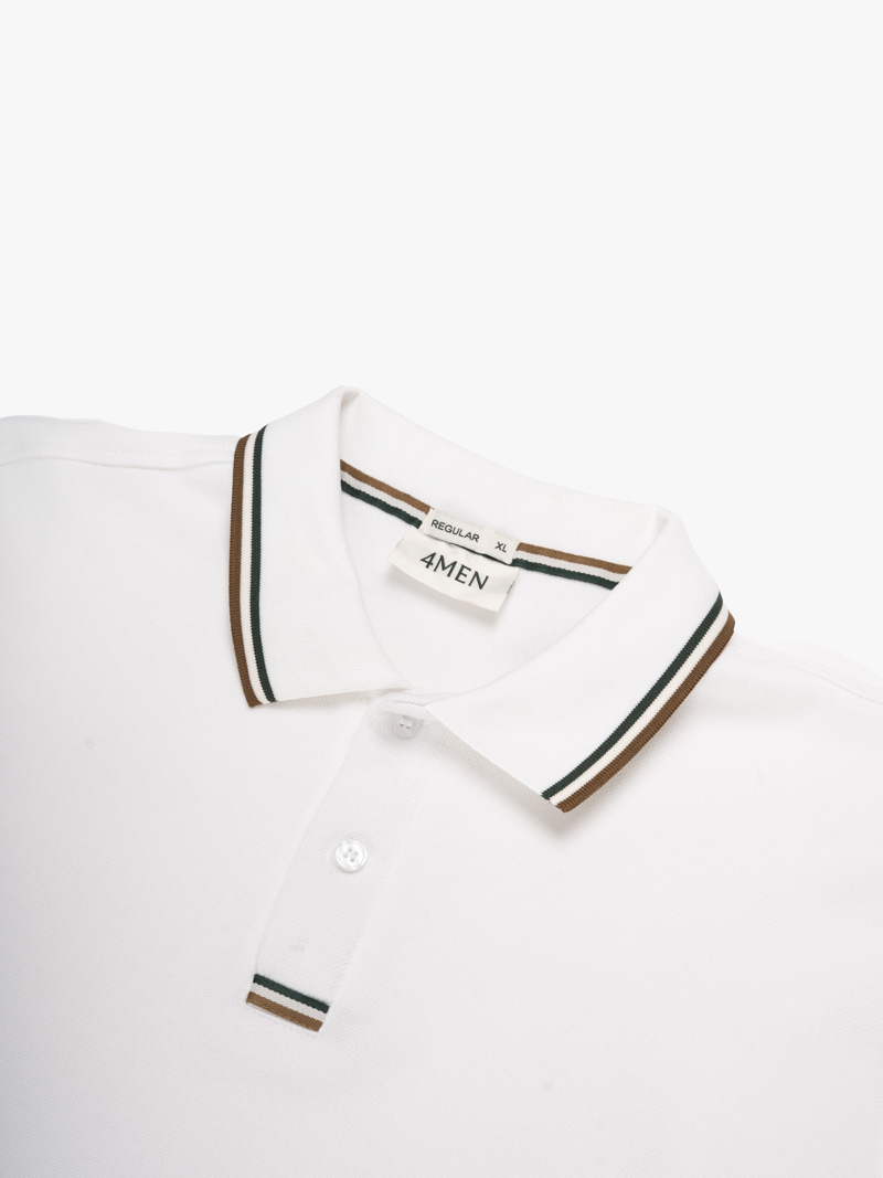 Áo Polo Signature Stripe Trơn Form Regular PO193 Màu Trắng