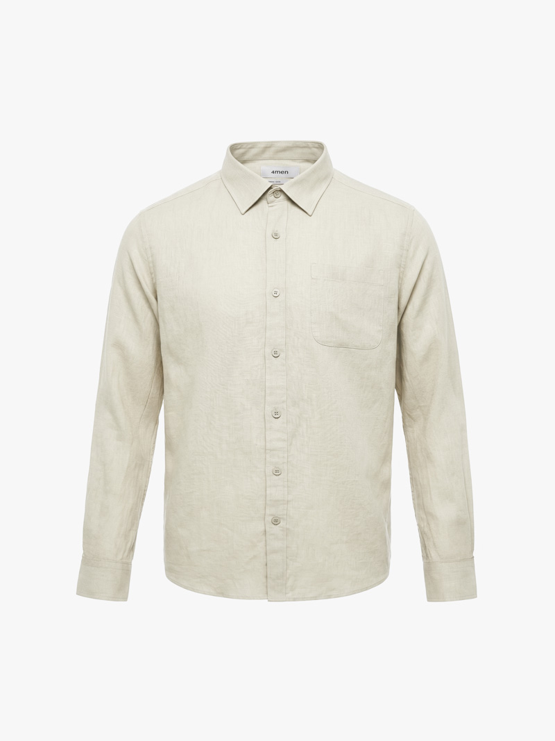 Áo Sơ Mi Linen Thêu Logo Cánh Buồm Phía Sau Form Relaxed SM208 Màu Be Nhạt