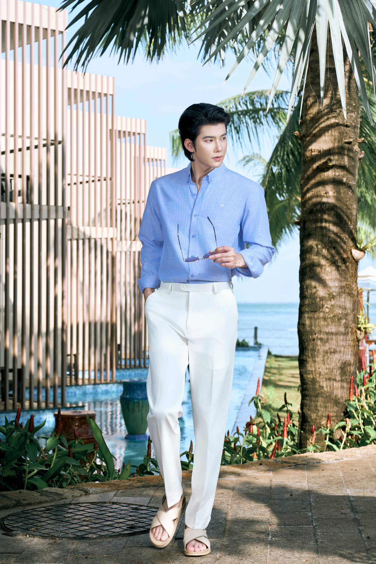 Áo Sơ Mi Oxford Sọc Cổ Button - Down Form Regular SM207 Sọc Xanh Biển
