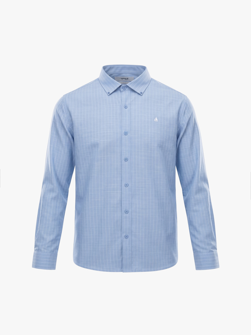 Áo Sơ Mi Oxford Sọc Cổ Button - Down Form Regular SM207 Sọc Xanh Biển