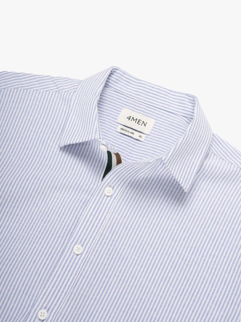 Áo Sơ Mi Signature Stripe Sọc Tay Ngắn Form Regular SM210 Mùa Sọc Xanh Biển