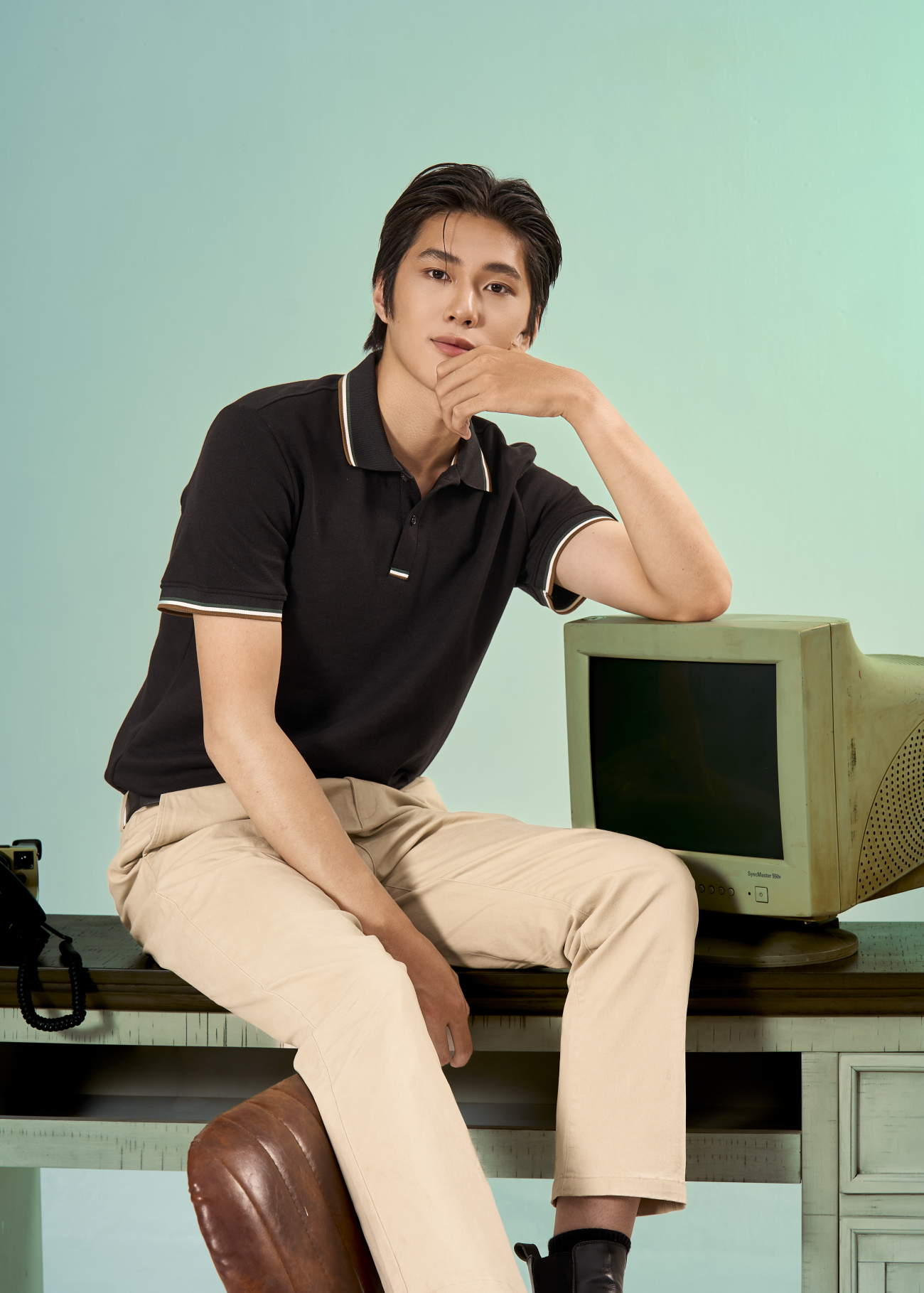 Quần Kaki Signature Stripe Trơn Form Regular QK036 Màu Be