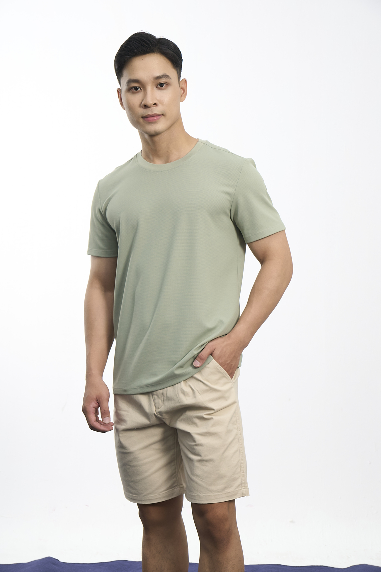 Quần Short Kaki Diễu 2 Bên Miệng Túi Form Straight QS074 Màu Be