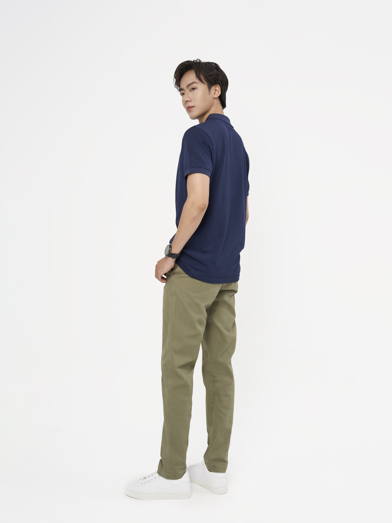 Áo Polo Thêu Logo Tròn 4M Form Slimfit PO153 Màu Xanh Đen