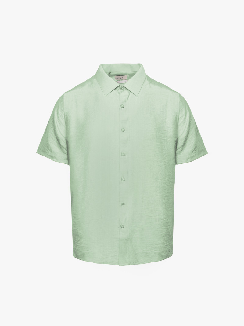 Áo Sơ Mi Linen Xước Ngắn Tay Form Regular SM203 Xanh Bạc Hà