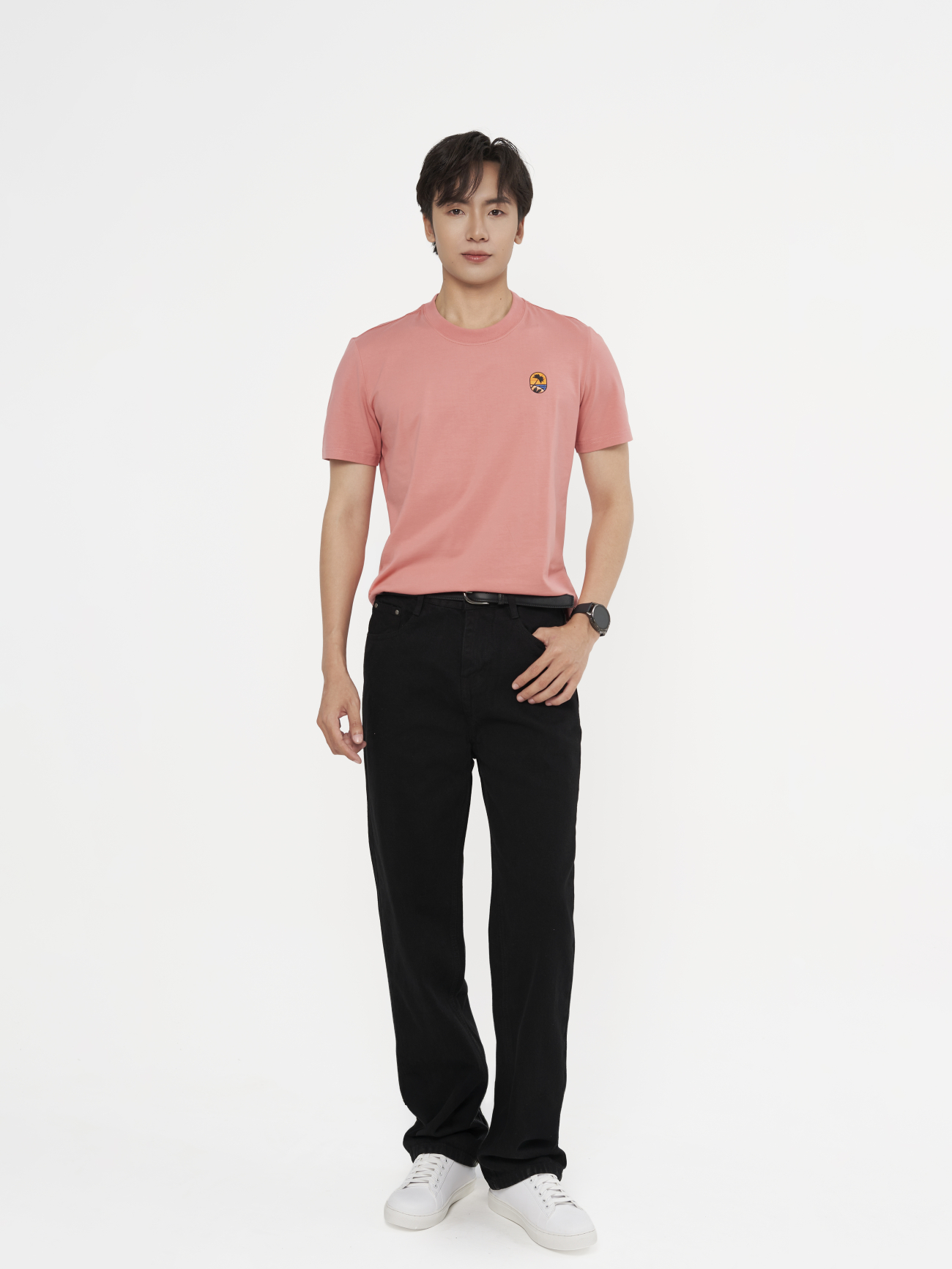 Áo Thun In Logo Bãi Biển Form Slimfit AT170 Màu Hồng