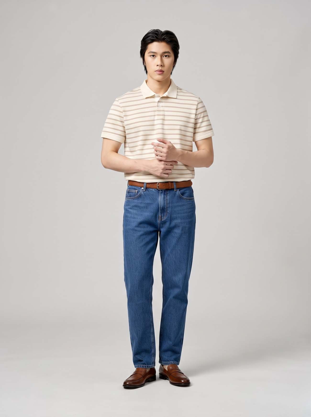 Áo Polo Sọc Ngang Form Regular PO191 Sọc Be
