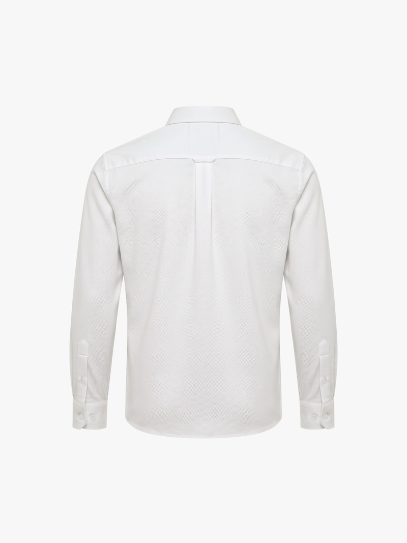 Áo Sơ Mi Herringbone Nẹp Dấu Khuy Form Regular SM211 Màu Trắng
