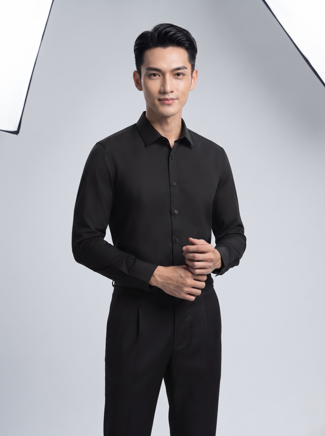 Áo Sơ Mi Trơn Tay Dài SM088 Màu Đen