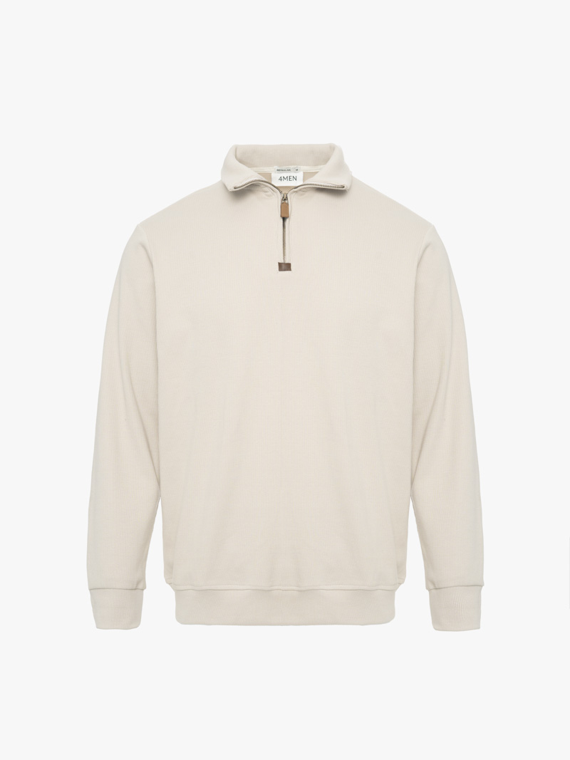Áo Sweatshirt Trơn Dây Kéo Form Regular AS006 Màu Be Nhạt