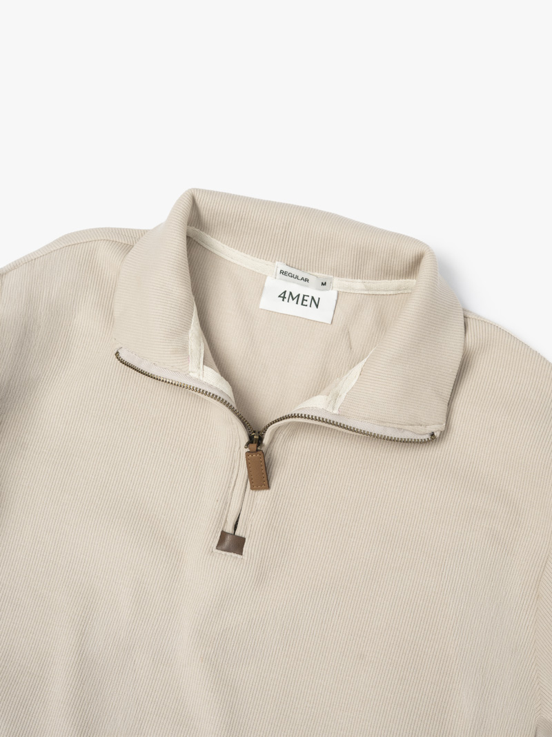 Áo Sweatshirt Trơn Dây Kéo Form Regular AS006 Màu Be Nhạt