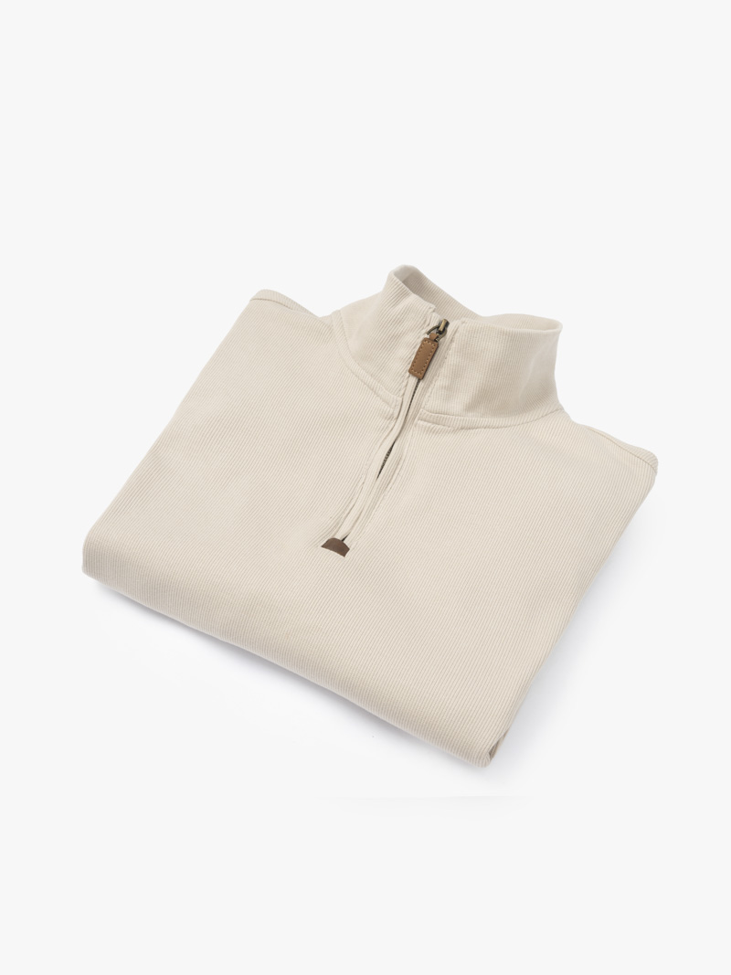 Áo Sweatshirt Trơn Dây Kéo Form Regular AS006 Màu Be Nhạt
