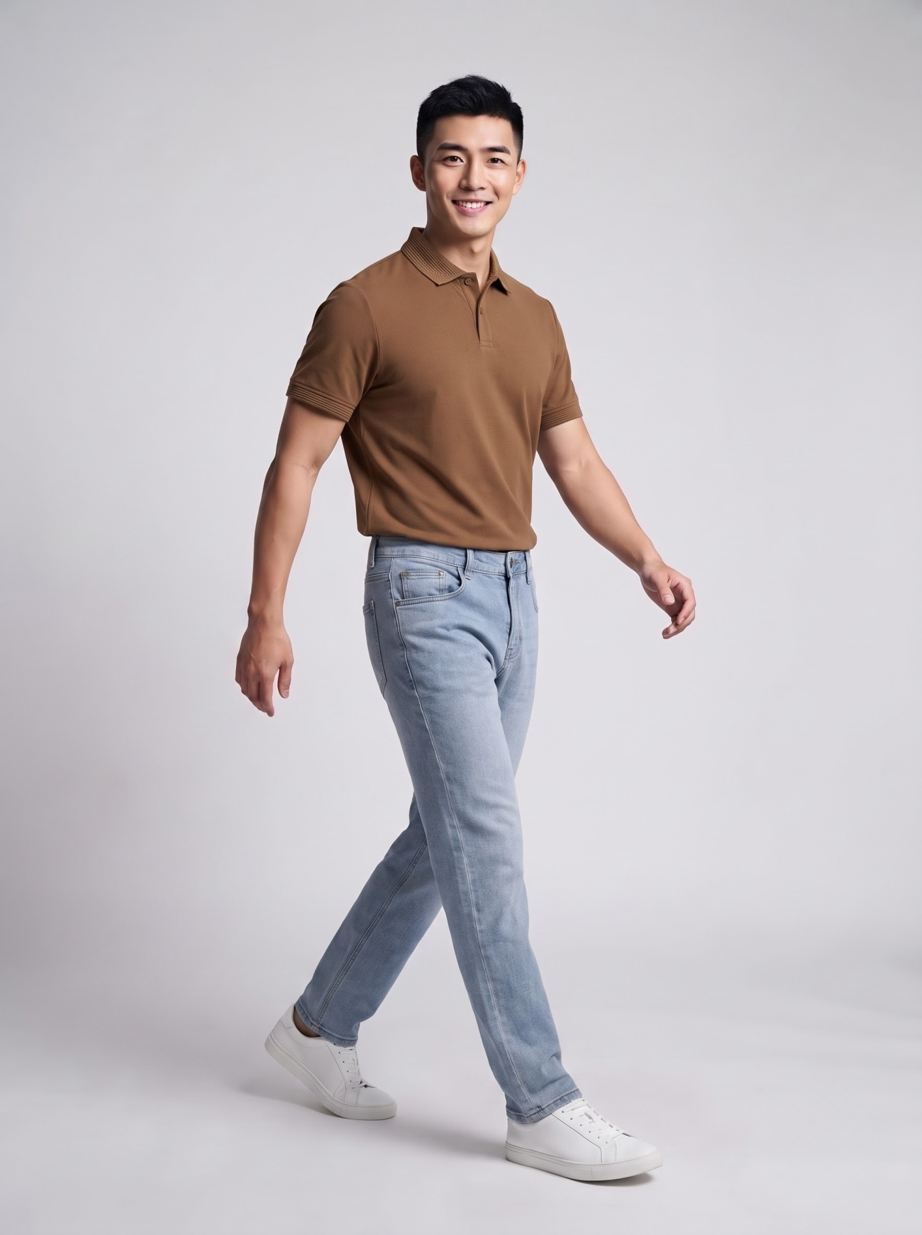 Quần Jeans Thêu 3 Sọc Ở Túi Form Straight QJ128 Màu Xanh
