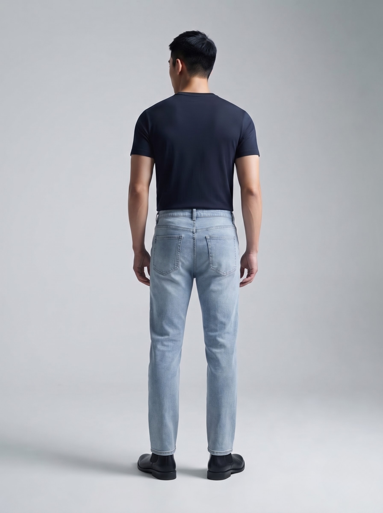 Quần Jeans Thêu 3 Sọc Ở Túi Form Straight QJ128 Màu Xanh
