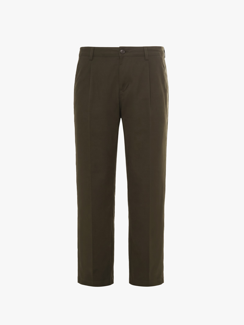 Quần Kaki Trơn Xếp Ly Form Straight QK037 Màu Be Đậm
