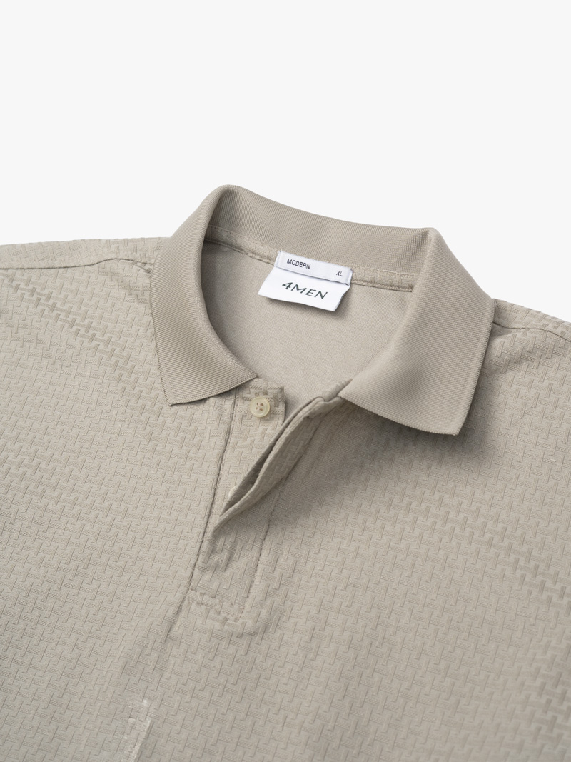 Áo Polo Jacquard Texture Nẹp Dấu Khuy Form Modern PO197 Màu Nâu Xám