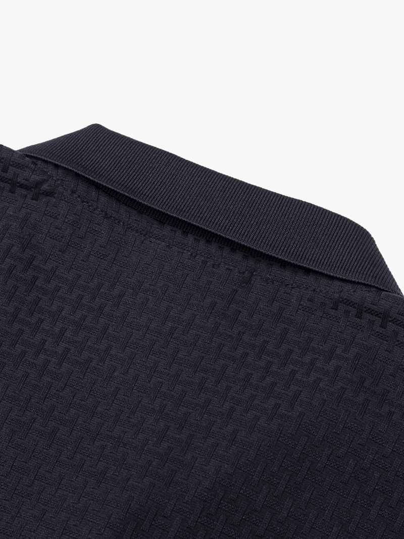 Áo Polo Jacquard Texture Nẹp Dấu Khuy Form Modern PO197 Màu Xanh Đen