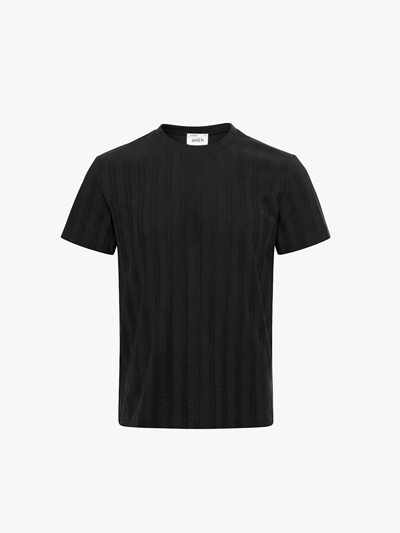 Áo Thun Texture Jacquard Dệt Nổi Form Modern AT201 Màu Đen