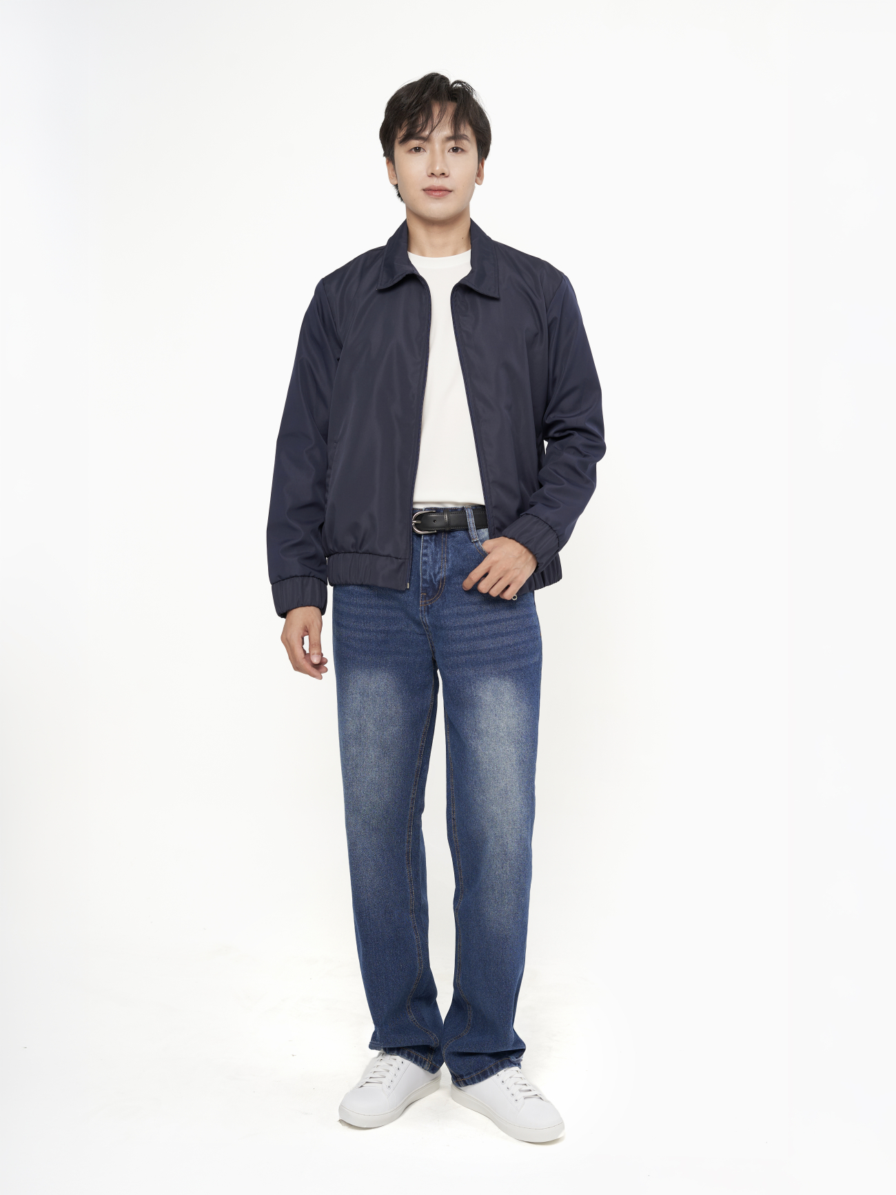 Quần Jeans Trơn Form Straight QJ131 Màu Xanh