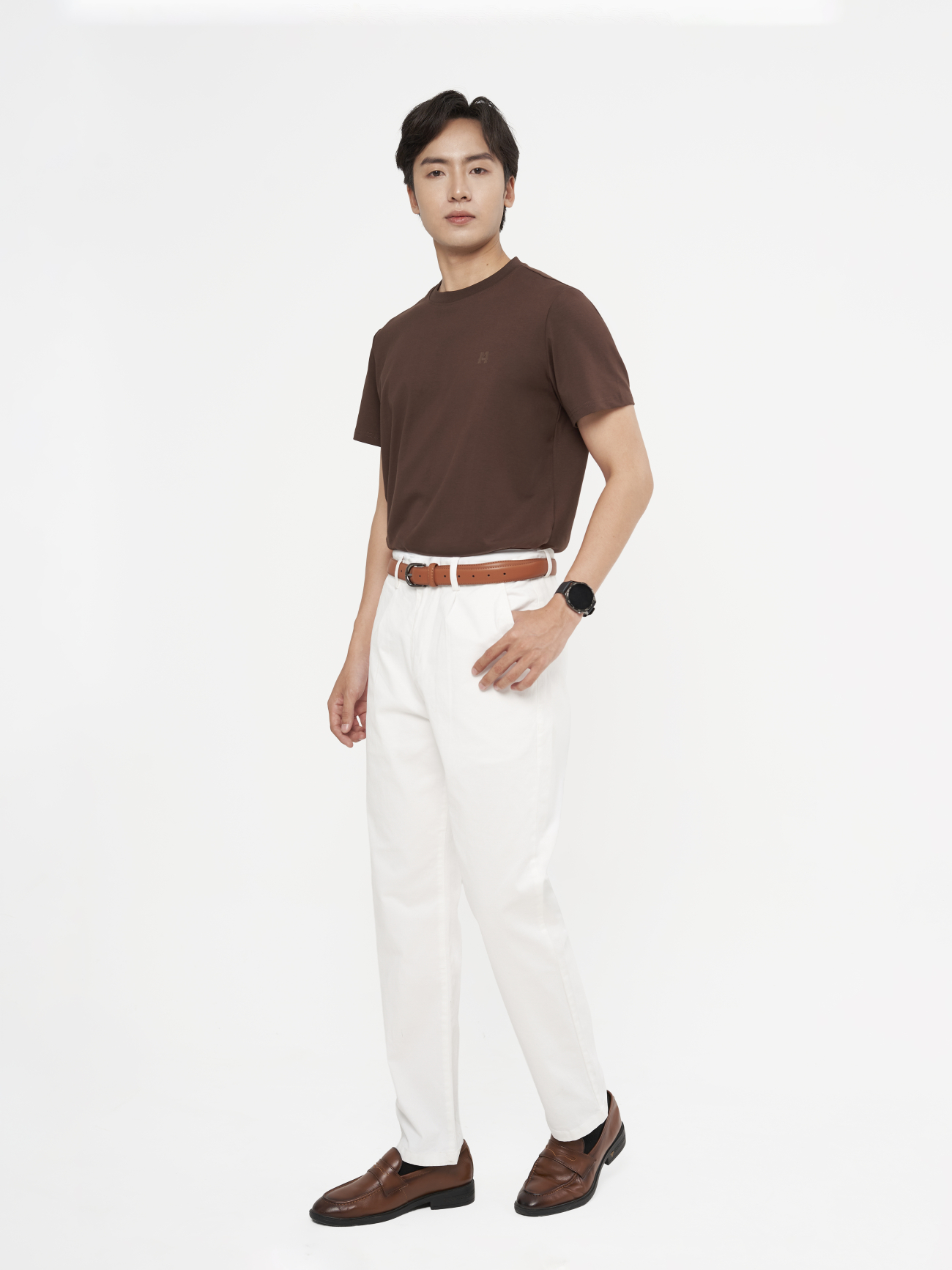 Quần Kaki Signature Stripe Trơn Form Regular QK036 Màu Trắng